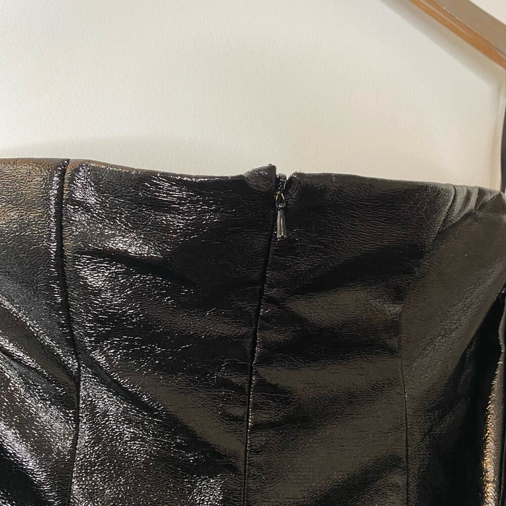 ROTATE BIRGER CHRISTENSEN Black Phoebe Vinyl Off Shoulder Mini Dress - Picture 9 of 10